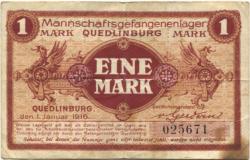 Quedlinburg - Mannschaftsgefangenenlager - 1.1.1916 - 1 Mark