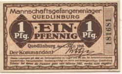 Quedlinburg - Mannschaftsgefangenenlager - 1.7.1918 - 1 Pfennig
