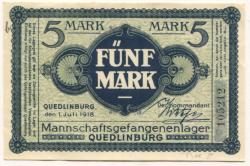 Quedlinburg - Mannschaftsgefangenenlager - 1.7.1918 - 5 Mark 