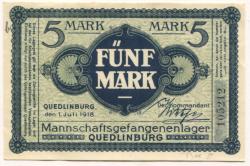 Quedlinburg - Mannschaftsgefangenenlager - 1.7.1918 - 5 Mark
