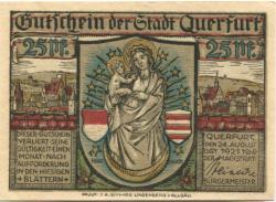 Querfurt - Stadt - 24.8.1921 - 25 Pfennig