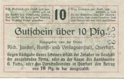 Querfurt - Jaeckel, Richard, Kunst- und Verlagsanstalt - 1920 - 10 Pfennig