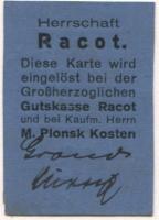 Racot - Großherzogliche Herrschaft - -- - 10 Pfennig 