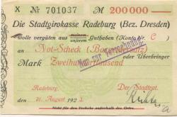 Radeburg - Stadt - 21.8.1923 - 200000 Mark 