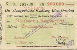 Radeburg - Stadt - 21.8.1923 - 200000 Mark 