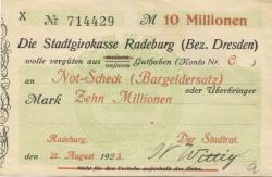 Radeburg - Stadt - 21.8.1923 - 10 Millionen Mark 