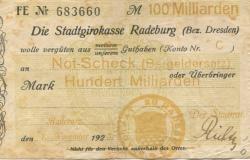 Radeburg - Stadt - 7.11.1923 - 100 Milliarden Mark 