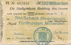 Radeburg - Stadt - 8.11.1923 - 500 Milliarden Mark 