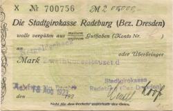 Radeburg - Stadtgirokasse - 18.8.1923 - 200000 Mark 
