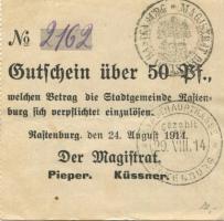 Rastenburg (heute: PL-Ketrzyn) - Stadt - 24.8.1914 - 50 Pfennig