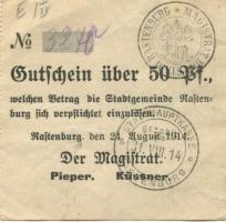 Rastenburg (heute: PL-Ketrzyn) - Stadt - 24.8.1914 - 50 Pfennig