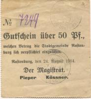 Rastenburg (heute: PL-Ketrzyn) - Stadt - 24.8.1914 - 50 Pfennig