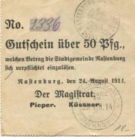 Rastenburg (heute: PL-Ketrzyn) - Stadt - 24.8.1914 - 50 Pfennig
