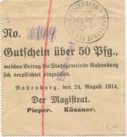 Rastenburg (heute: PL-Ketrzyn) - Stadt - 24.8.1914 - 50 Pfennig