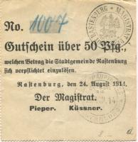 Rastenburg (heute: PL-Ketrzyn) - Stadt - 24.8.1914 - 50 Pfennig
