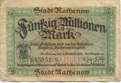 Rathenow - Stadt - 4.10.1923 - 50 Millionen Mark