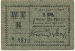 Rathenow - Westhavelländische Vereinsbank EGmbH - 1.3.1917 - 1.12.1920 - 1 Pfennig
