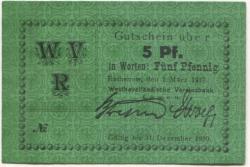 Rathenow - Westhavelländische Vereinsbank EGmbH - 1.3.1917 - 1.12.1920 - 5 Pfennig
