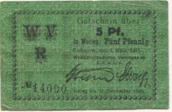 Rathenow - Westhavelländische Vereinsbank EGmbH - 1.3.1917 - 1.12.1920 - 5 Pfennig