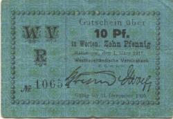 Rathenow - Westhavelländische Vereinsbank EGmbH - 1.3.1917 - 1.12.1920 - 10 Pfennig