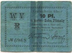 Rathenow - Westhavelländische Vereinsbank EGmbH - 1.3.1917 - 1.12.1920 - 10 Pfennig