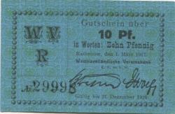 Rathenow - Westhavelländische Vereinsbank EGmbH - 1.3.1917 - 1.12.1920 - 10 Pfennig