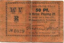Rathenow - Westhavelländische Vereinsbank EGmbH - 1.3.1917 - 1.12.1920 - 50 Pfennig