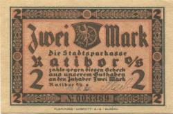Ratibor - (heute: PL-Racibórz) - Stadtsparkasse - 10.5.1922 - 2 Mark