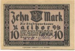 Ratibor - (heute: PL-Racibórz) - Stadtsparkasse - 10.5.1922 - 10 Mark