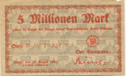 Rauxel (heute: Castrop-Rauxel) - Amt - 25.8.1923 - 5 Millionen Mark