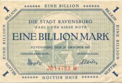 Ravensburg - Stadt - 25.10.1923 - 1 Billion Mark
