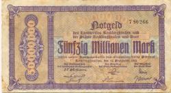 Recklinghausen und Buer - Kreis und Stadt Recklinghausen, Stadt Buer - 15.9.1923 - 50 Millionen Mark