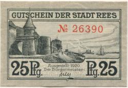 Rees - Stadt - 1920 - 25 Pfennig