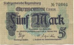 Regensburg - Stadt - (4./8.1918) - 5 Mark