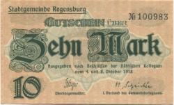 Regensburg - Stadt - (4./8.1918) - 10 Mark
