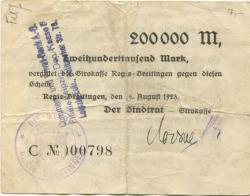 Regis-Breitingen - Stadt-Girokasse - 16.8.1923 - 200000 Mark
