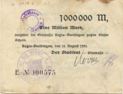 Regis-Breitingen - Stadt-Girokasse - 16.8.1923 - 1 Million Mark