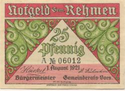 Rehmen (heute: Oppurg) - Gemeinde - 1.8.1921 - 25 Pfennig