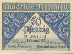 Rehmen (heute: Oppurg) - Gemeinde - 1.8.1921 - 50 Pfennig