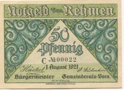 Rehmen (heute: Oppurg) - Gemeinde - 1.8.1921 - 50 Pfennig