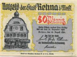 Rehna - Stadt - 18.8.1921 - 31.12.1922 - 50 Pfennig