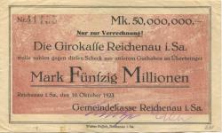 Reichenau (heute: Hartmannsdorf) - Gemeinde - 10.10.1923 - 50 Millionen Mark