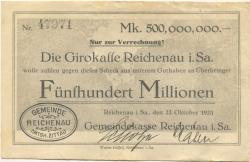 Reichenau (heute: Hartmannsdorf) - Gemeinde - 23.10.1923 - 500 Millionen Mark
