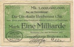 Reichenau (heute: Hartmannsdorf) - Gemeinde - 23.10.1923 - 1 Milliarde Mark
