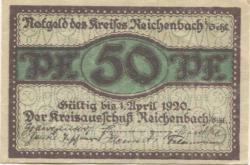 Reichenbach (heute: PL-Dzierzoniów) - Kreis - 1.4.1920 - 50 Pfennig