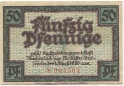 Reichenbach (heute: PL-Dzierzoniów) - Kreis - 1.4.1920 - 50 Pfennig