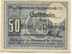 Reichenbach - Stadt - - 31.12.1919 - 50 Pfennig