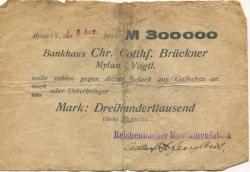 Reichenbach - Pflugbeil, Albert, Reichenbacher Maschinenfabrik - 8.8.1923 - 300000 Mark
