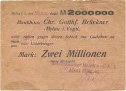 Reichenbach - Pflugbeil, Albert, Reichenbacher Maschinenfabrik - 18.8.1923 - 2 Millionen Mark