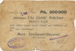 Reichenbach - Reißmann, J. & Söhne, Kammgarn-Spinnerei, Spinnmühle - 3.8.1923 - 300000 Mark
